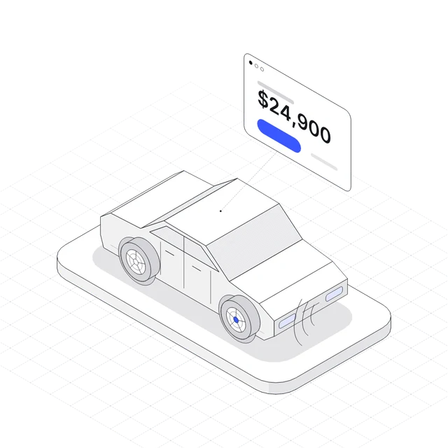 Car illustration selected on a design canvas