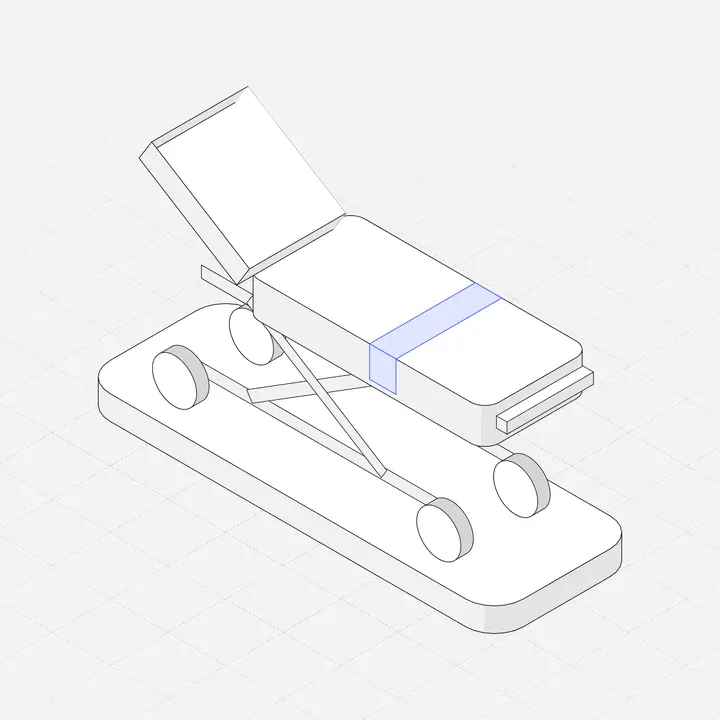 Ambulance stretcher, hairline isometric illustration