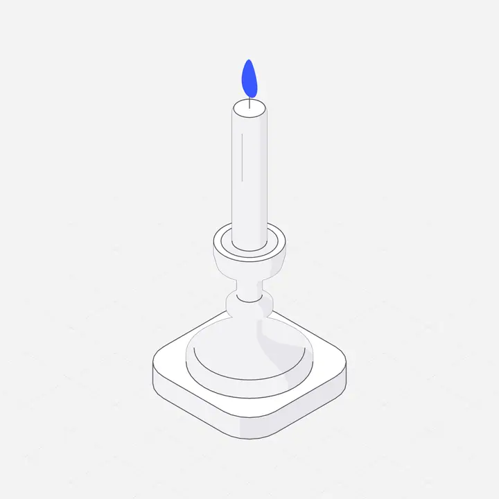 Candle holder, hairline isometric illustration