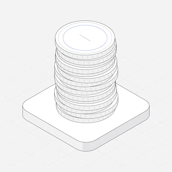 Coin stack, hairline isometric illustration
