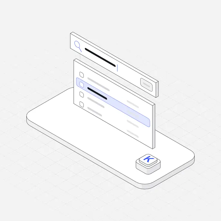 Command palette, hairline isometric illustration, light version