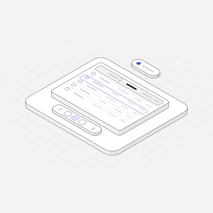 Data table grid, hairline isometric illustration