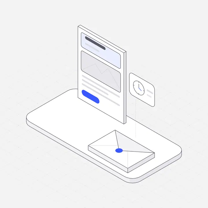 Email campaign newsletter, hairline isometric illustration