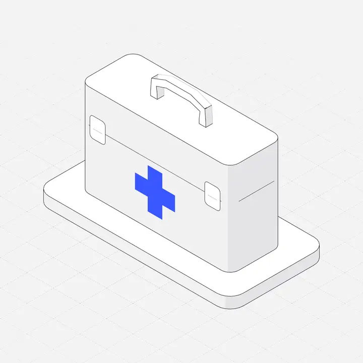 First aid kit, hairline isometric illustration