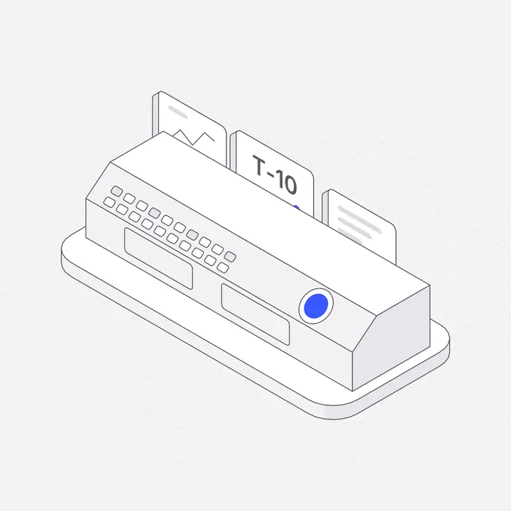 Launch control console, hairline isometric illustration