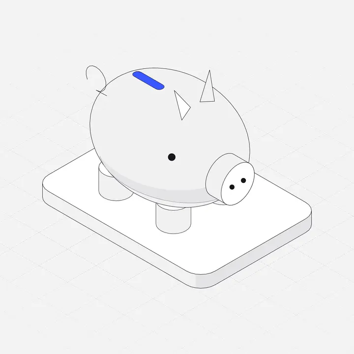 Piggy bank, hairline isometric illustration