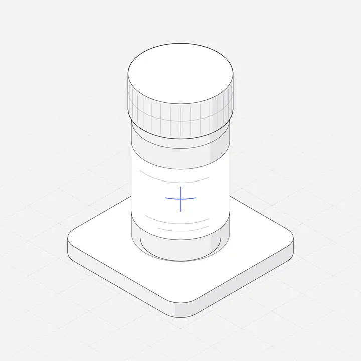 Pill bottle, hairline isometric illustration