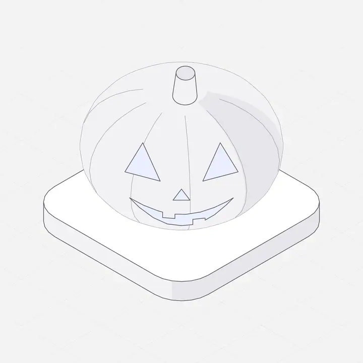 Carved pumpkin, hairline isometric illustration