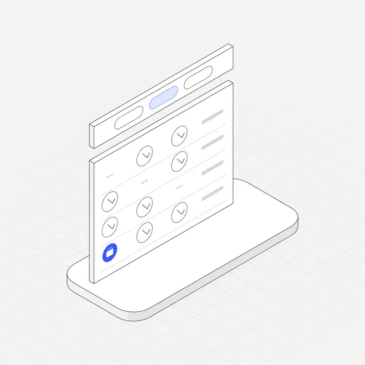 Role permission matrix, hairline isometric illustration