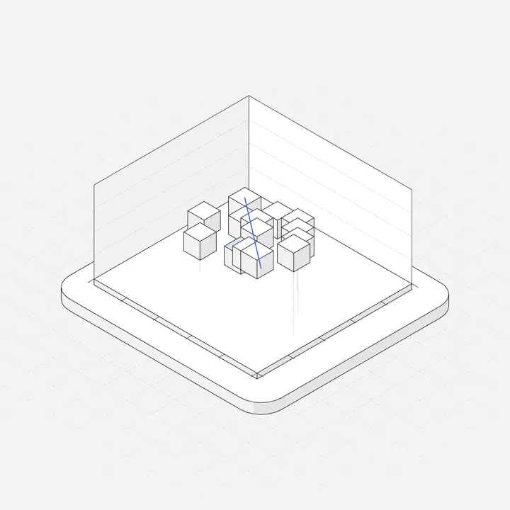 Scatter Plot Cloud, hairline isometric illustration