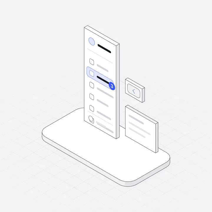 Sidebar navigation panel, hairline isometric illustration