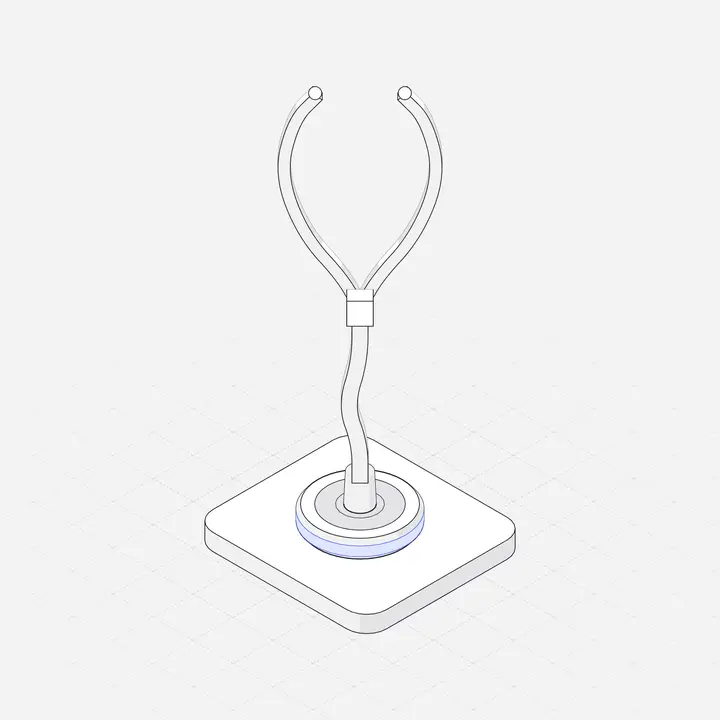 Stethoscope, hairline isometric illustration