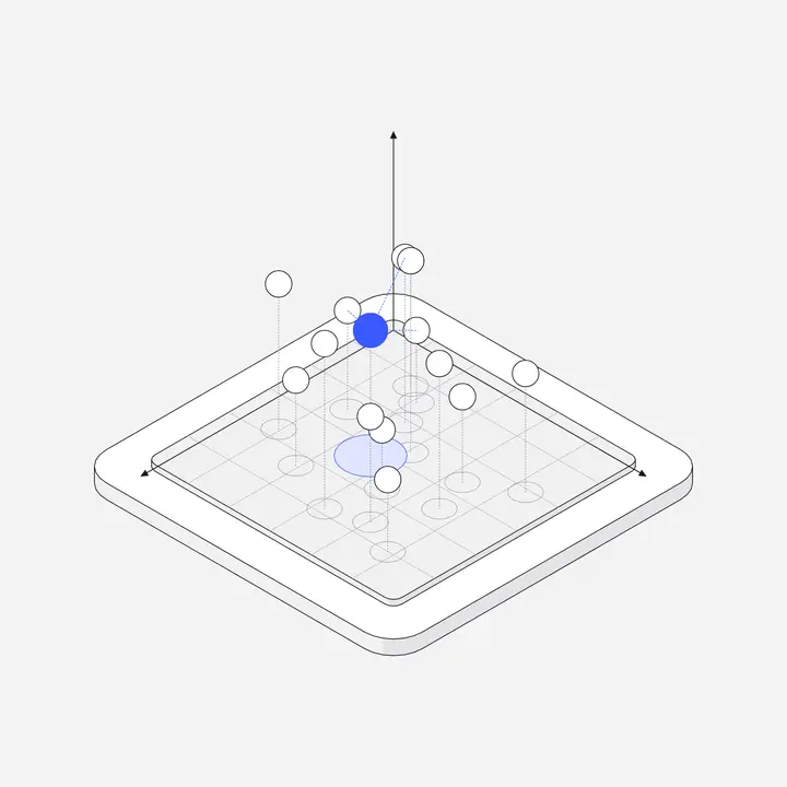 Vector embedding space, hairline isometric illustration