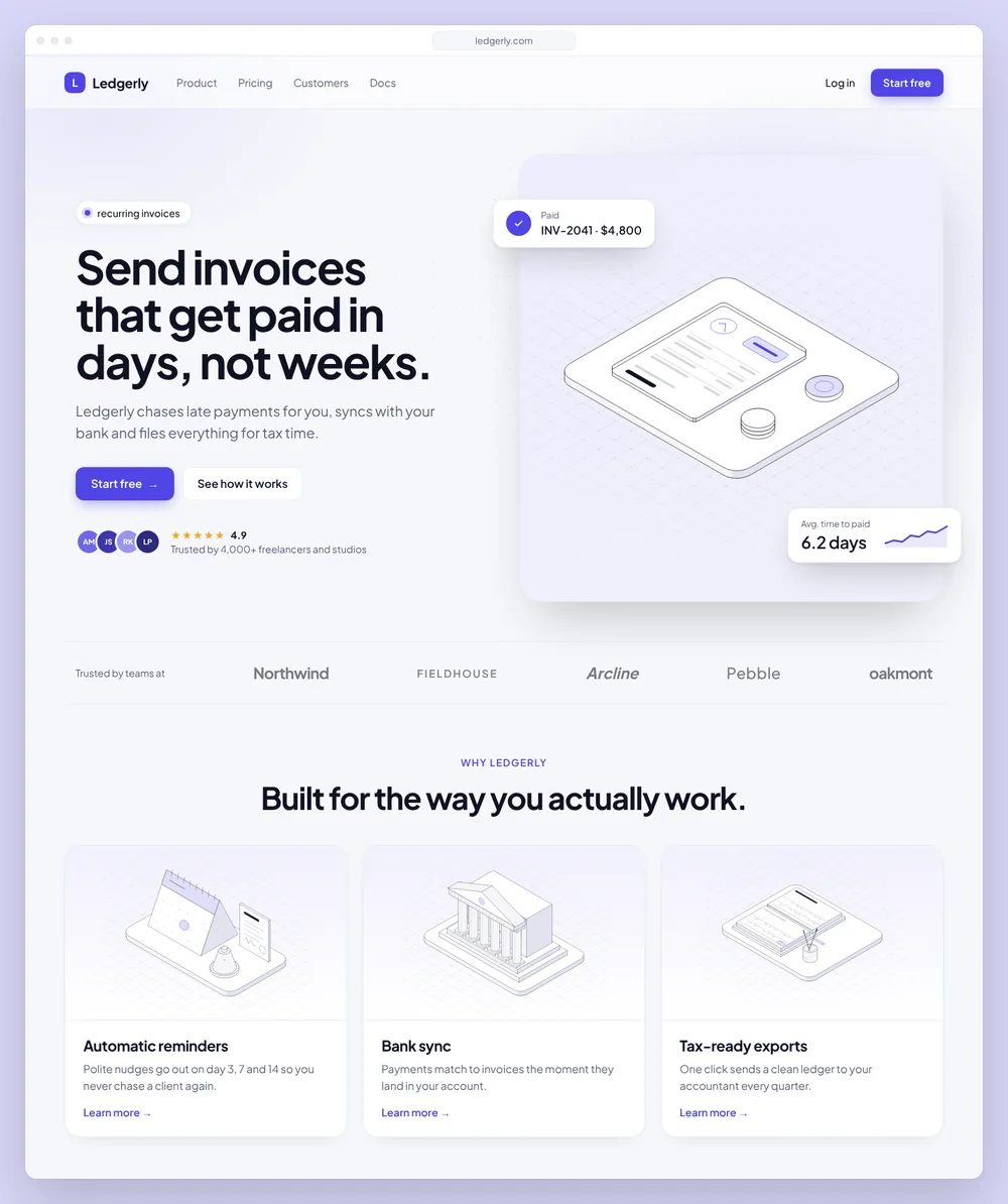 Ledgerly website concept