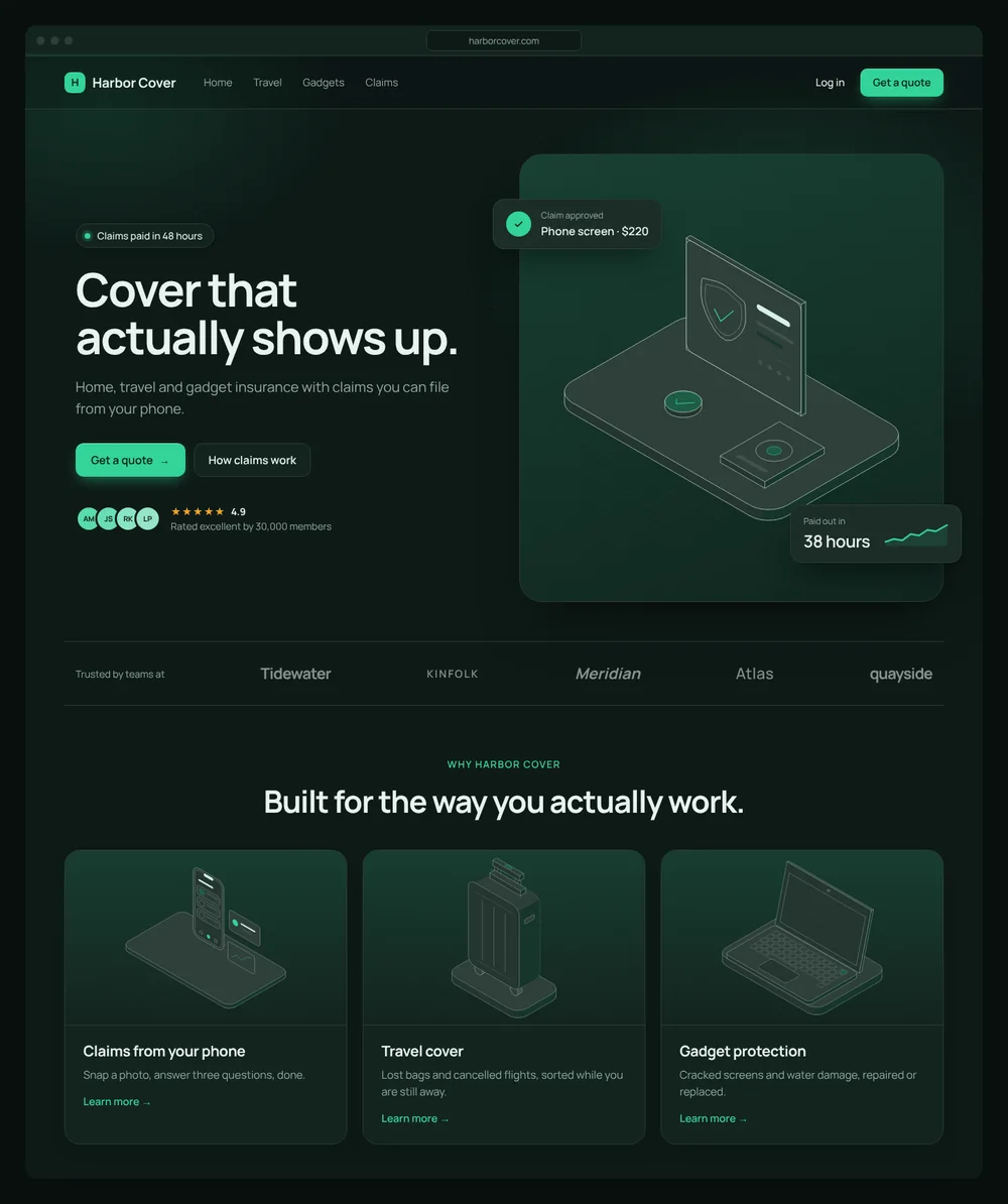 Harbor Cover website concept