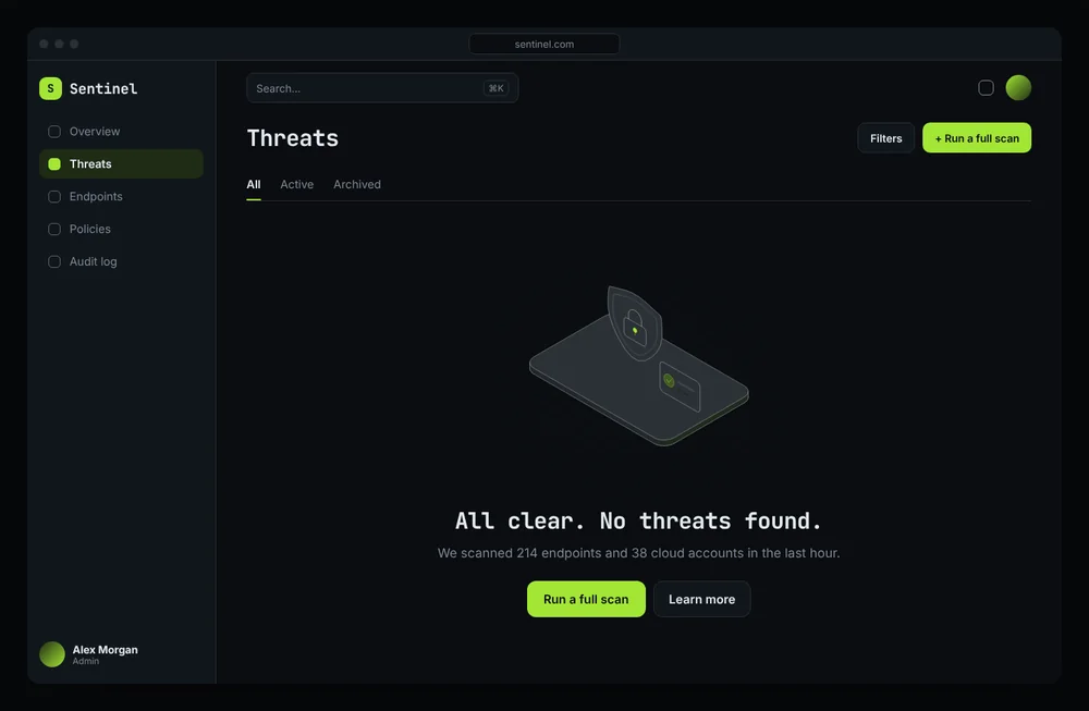 Sentinel web app concept