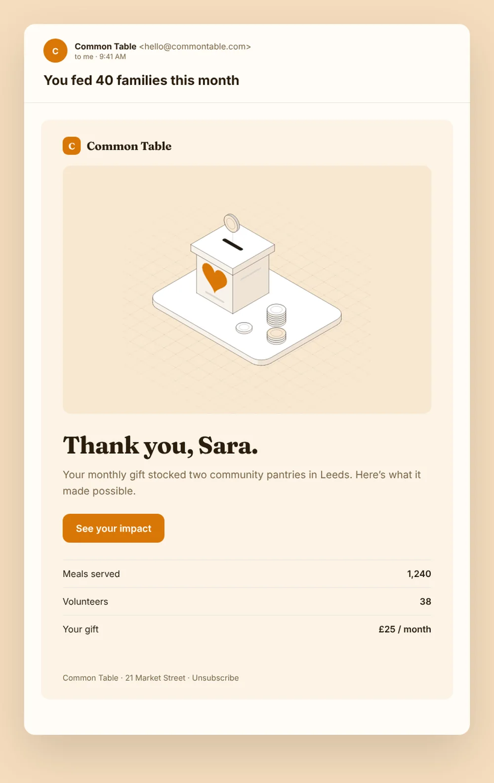 Common Table email concept