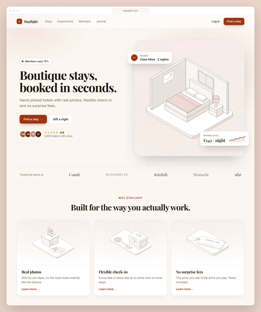 Staylight website concept
